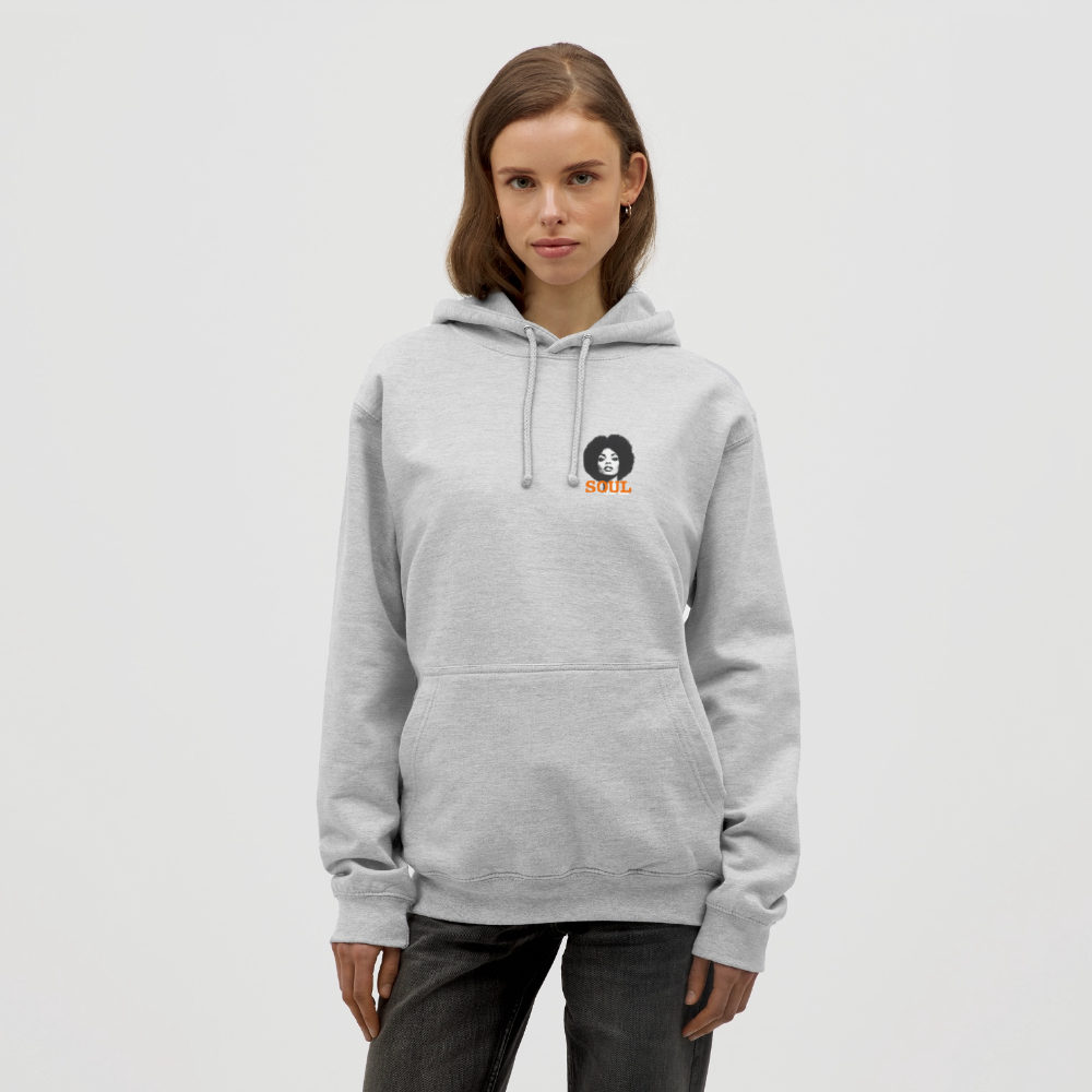 SOUL PWR, Luvtröja unisex - Litet brösttryck - ljusgråmelerad