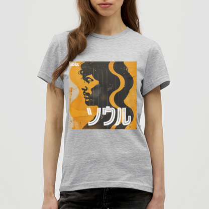 Nippon Grooves, T-shirt dam - gråmelerad