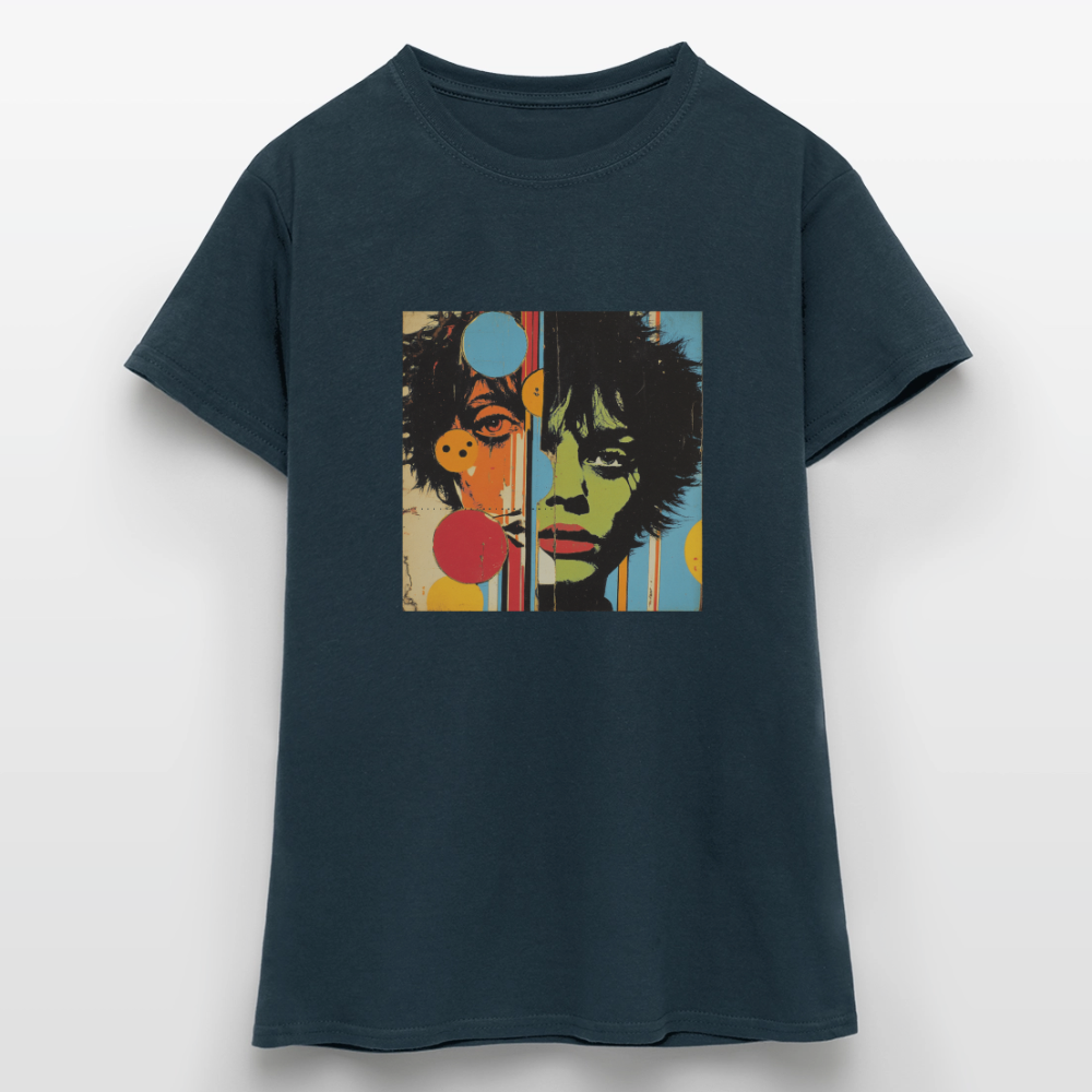 Split Faces, T-shirt dam - marinblå