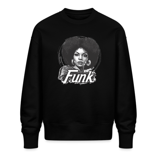 Funk Queen: Power in Motion (transparent bakgrund), Ekologisk oversizetröja RADDER unisex från Stanley/Stella - svart