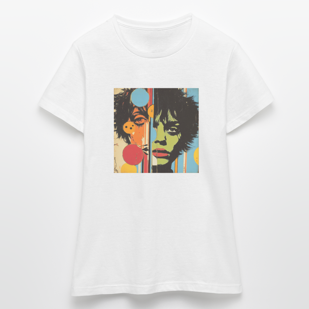 Split Faces, T-shirt dam - vit