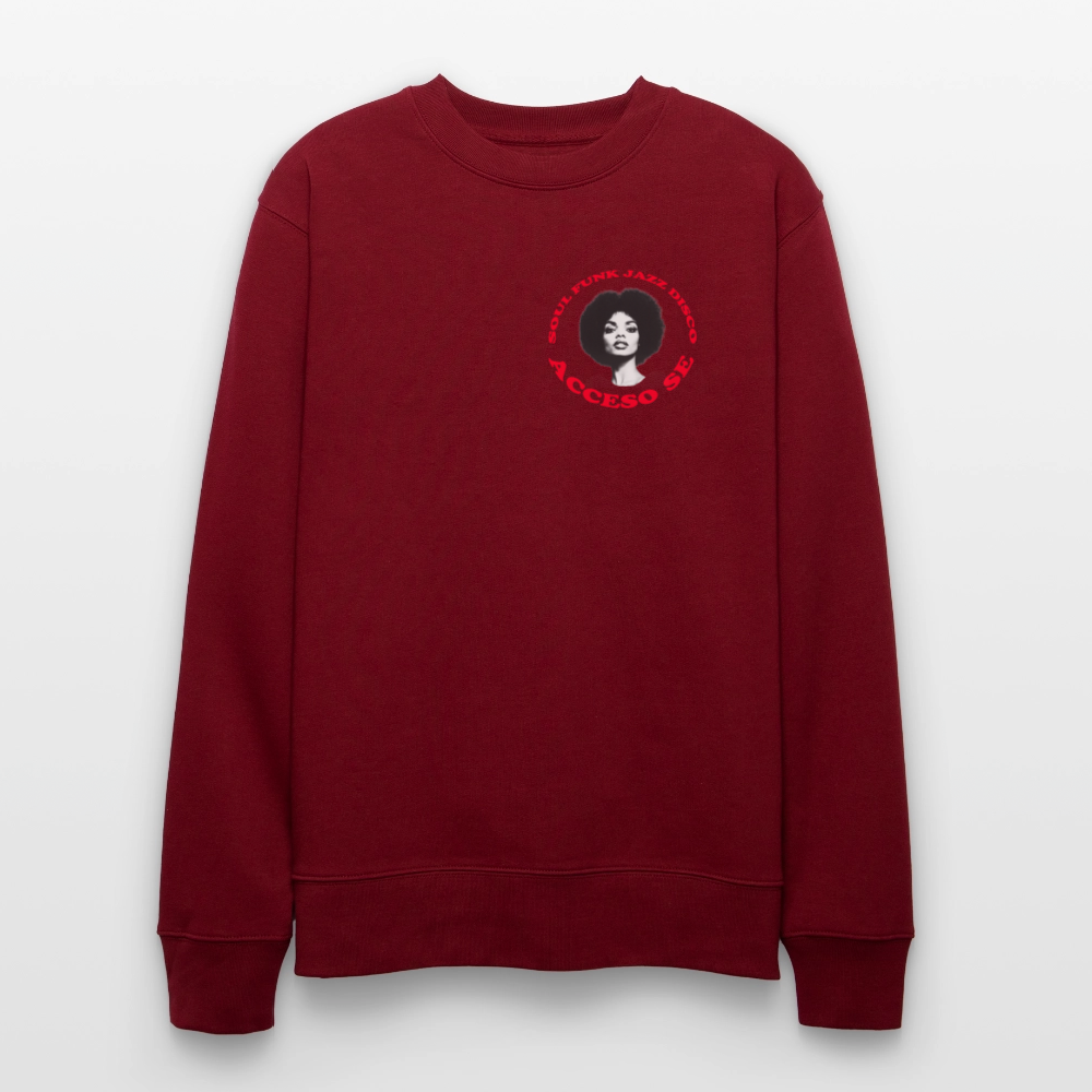 Where Music Lives – Powered by Acceso Family (small print), Ekologisk sweatshirt CHANGER unisex från Stanley/Stella - vinröd