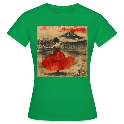 Flamenco i Solens Land, T-shirt dam - kellygrön