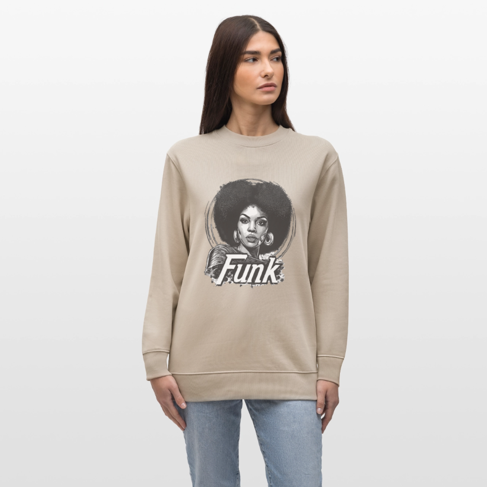 Funk Queen: Power in Motion (transparent bakgrund), Ekologisk sweatshirt CHANGER unisex från Stanley/Stella - beige