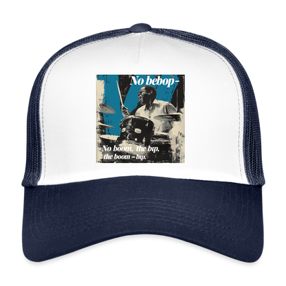 Push It Bebop, Trucker Cap - vit/marinblå