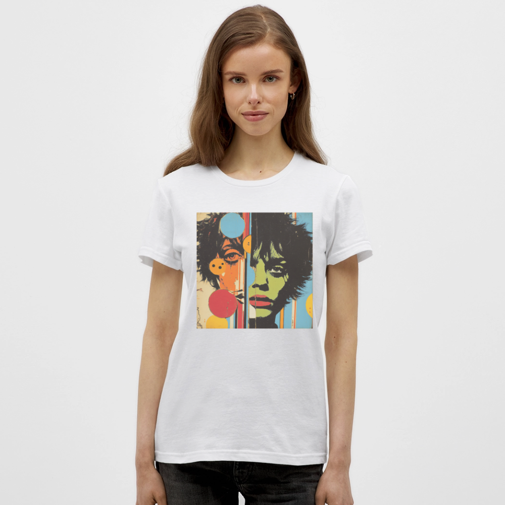 Split Faces, T-shirt dam - vit