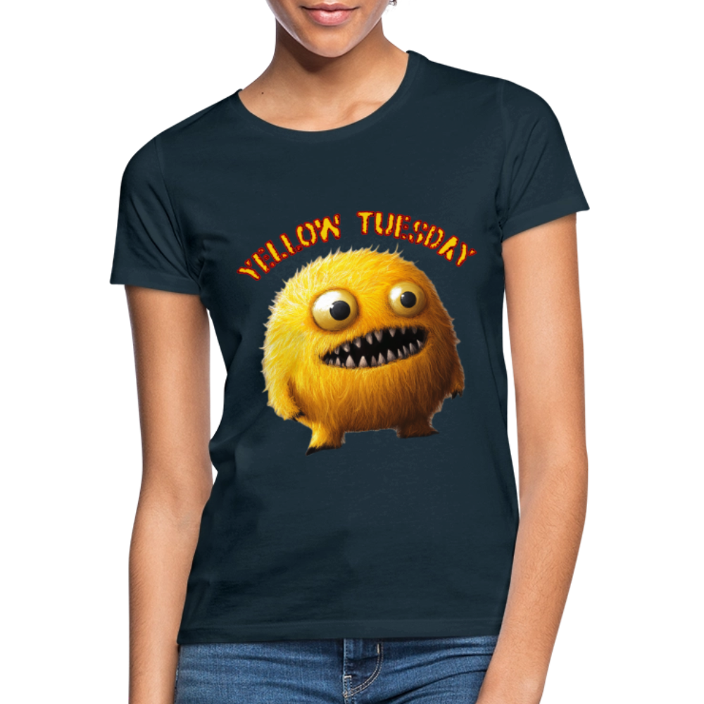 Yellow Tuesday – Funky, Not Blue, T-shirt dam - marinblå