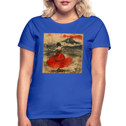 Flamenco i Solens Land, T-shirt dam - royalblå