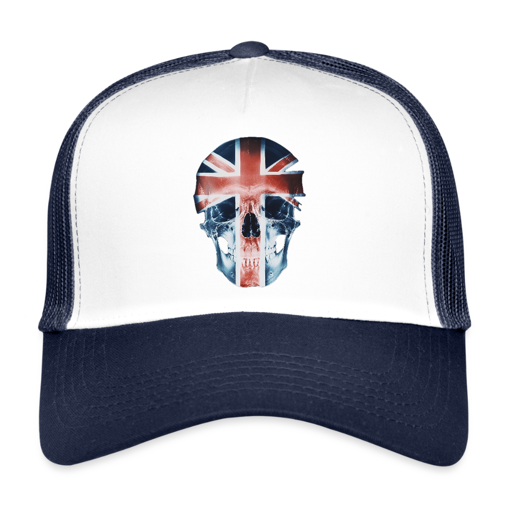 God Save the Skull, Trucker Cap - vit/marinblå