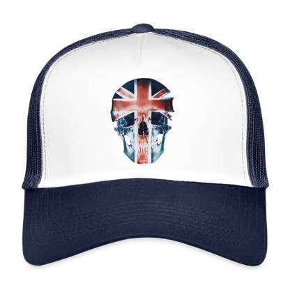 God Save the Skull, Trucker Cap - vit/marinblå
