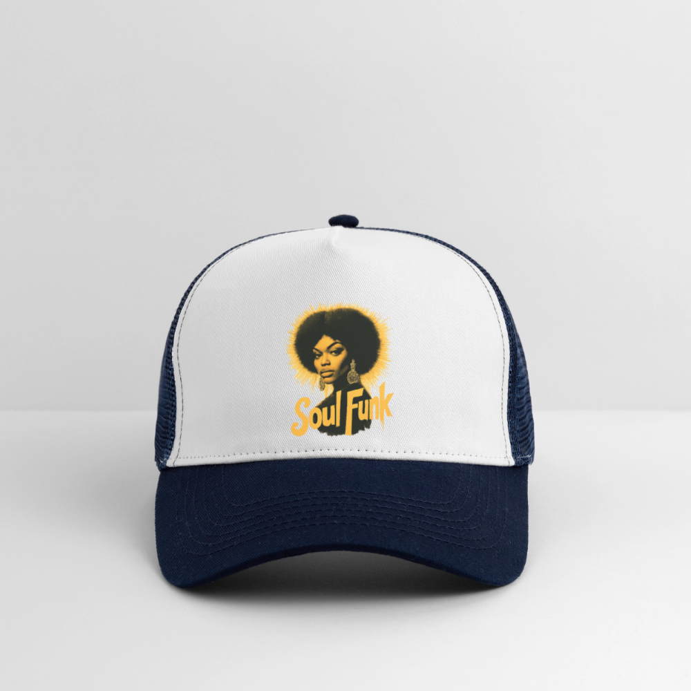 Soul Funk, Trucker Cap - vit/marinblå
