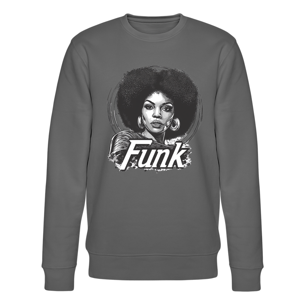 Funk Queen: Power in Motion (transparent bakgrund), Ekologisk sweatshirt CHANGER unisex från Stanley/Stella - kolgrå