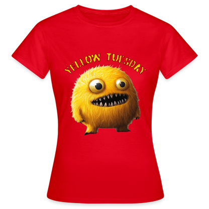 Yellow Tuesday – Funky, Not Blue, T-shirt dam - röd