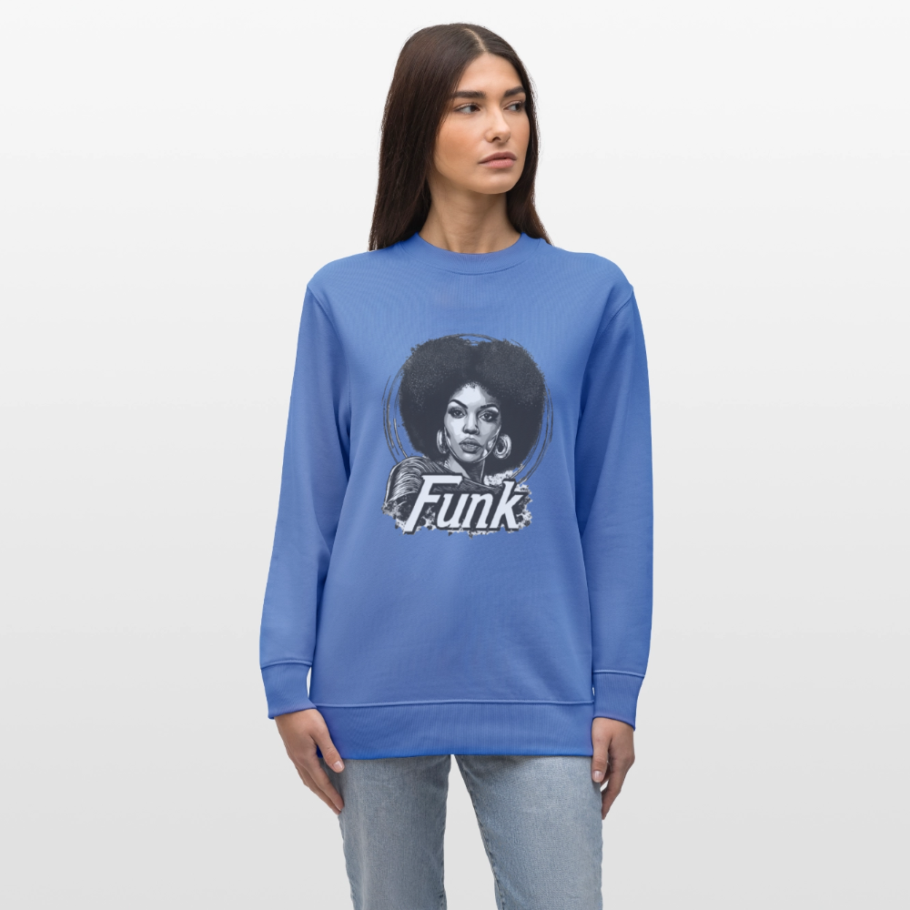 Funk Queen: Power in Motion (transparent bakgrund), Ekologisk sweatshirt CHANGER unisex från Stanley/Stella - blå