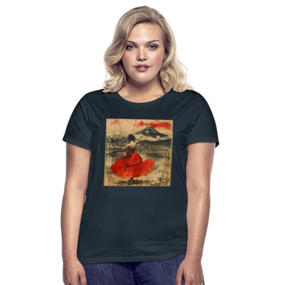 Flamenco i Solens Land, T-shirt dam - marinblå