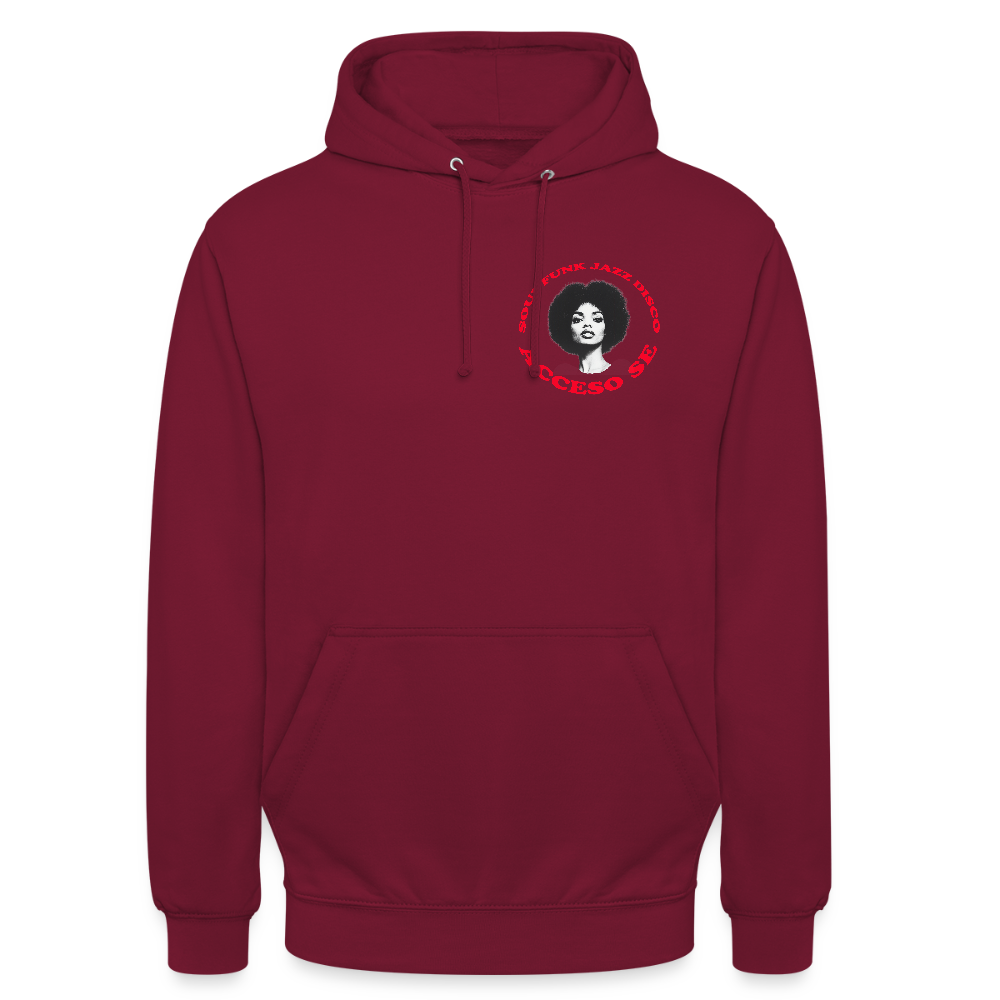 Where Music Lives – Powered by Acceso Family (small print), Luvtröja unisex - bordeaux