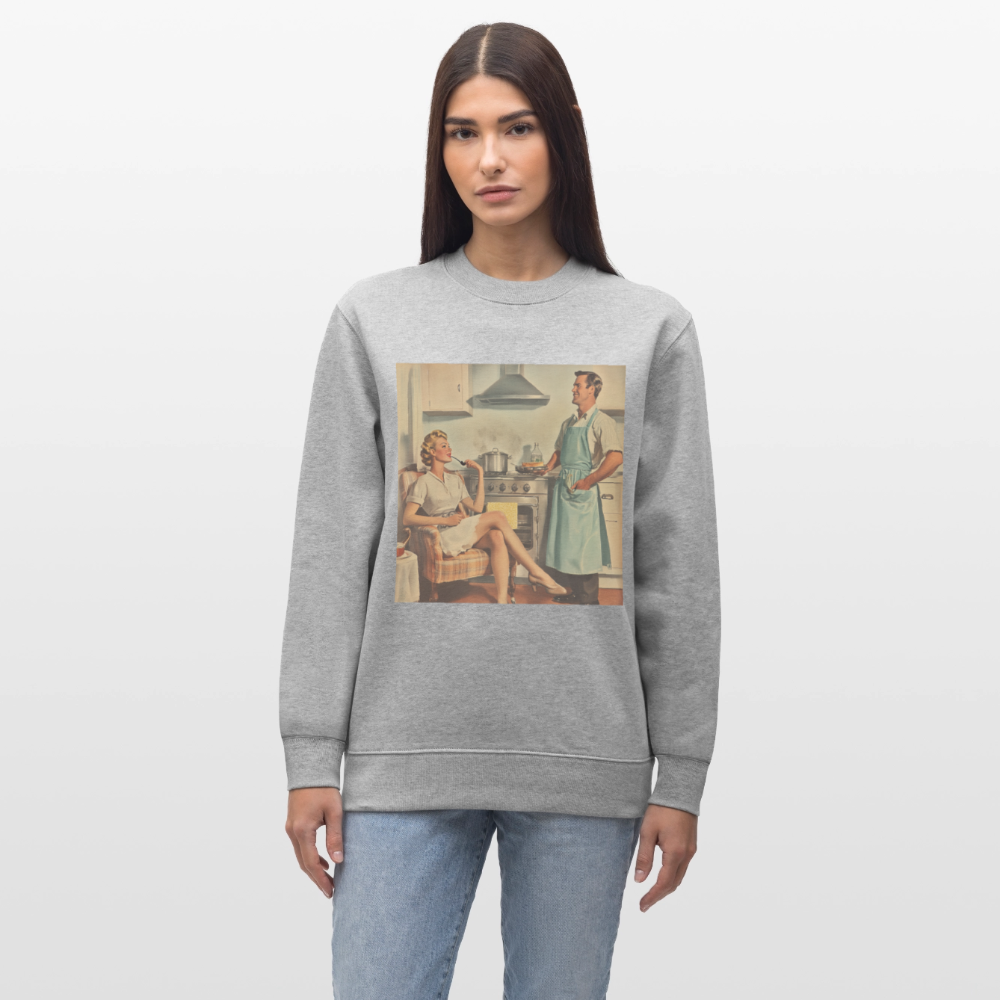 Äta bör man - annars dör man, Ekologisk sweatshirt CHANGER unisex från Stanley/Stella - gråmelerad