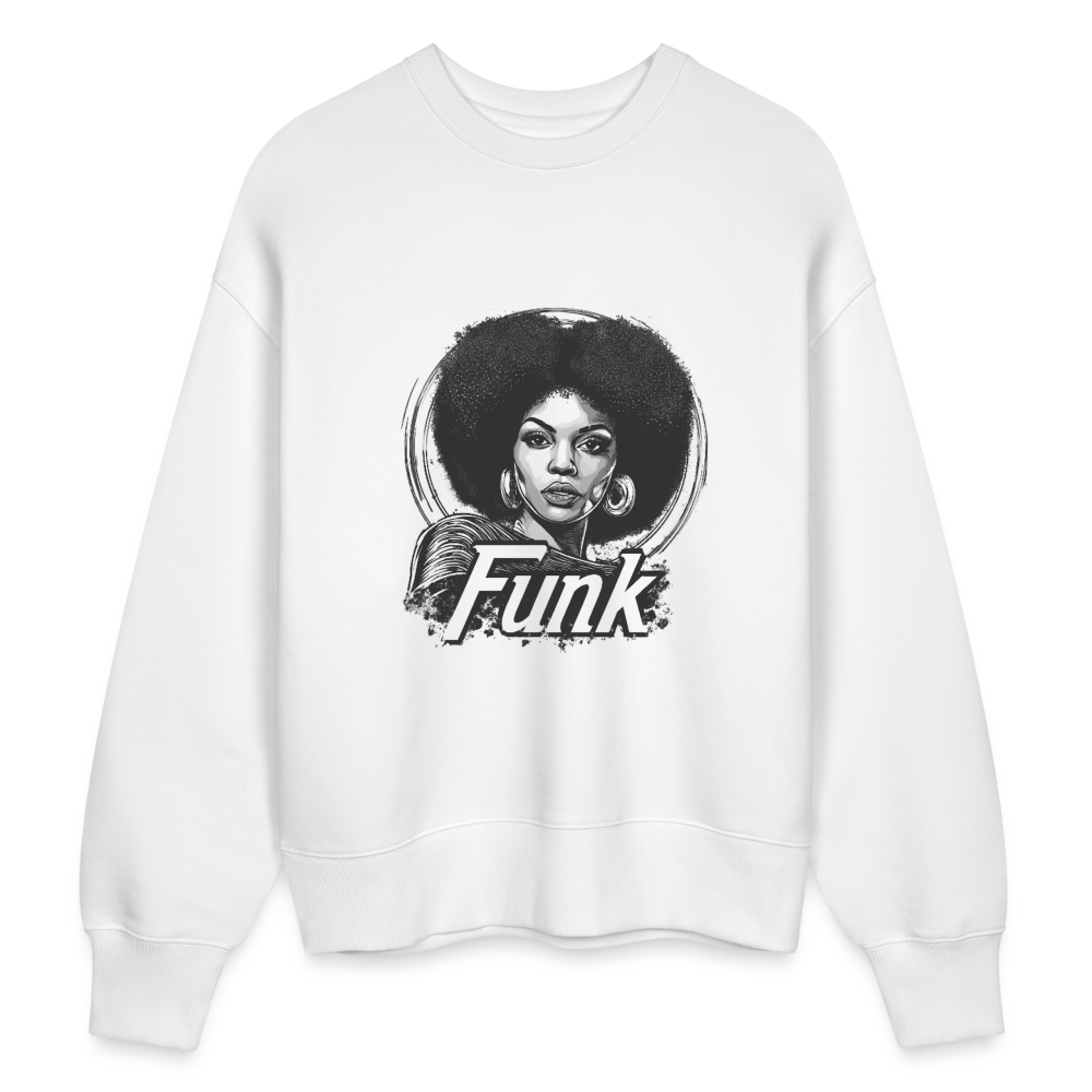 Funk Queen: Power in Motion (transparent bakgrund), Ekologisk oversizetröja RADDER unisex från Stanley/Stella - vit