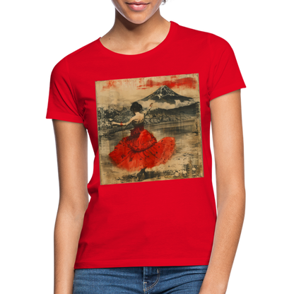 Flamenco i Solens Land, T-shirt dam - röd