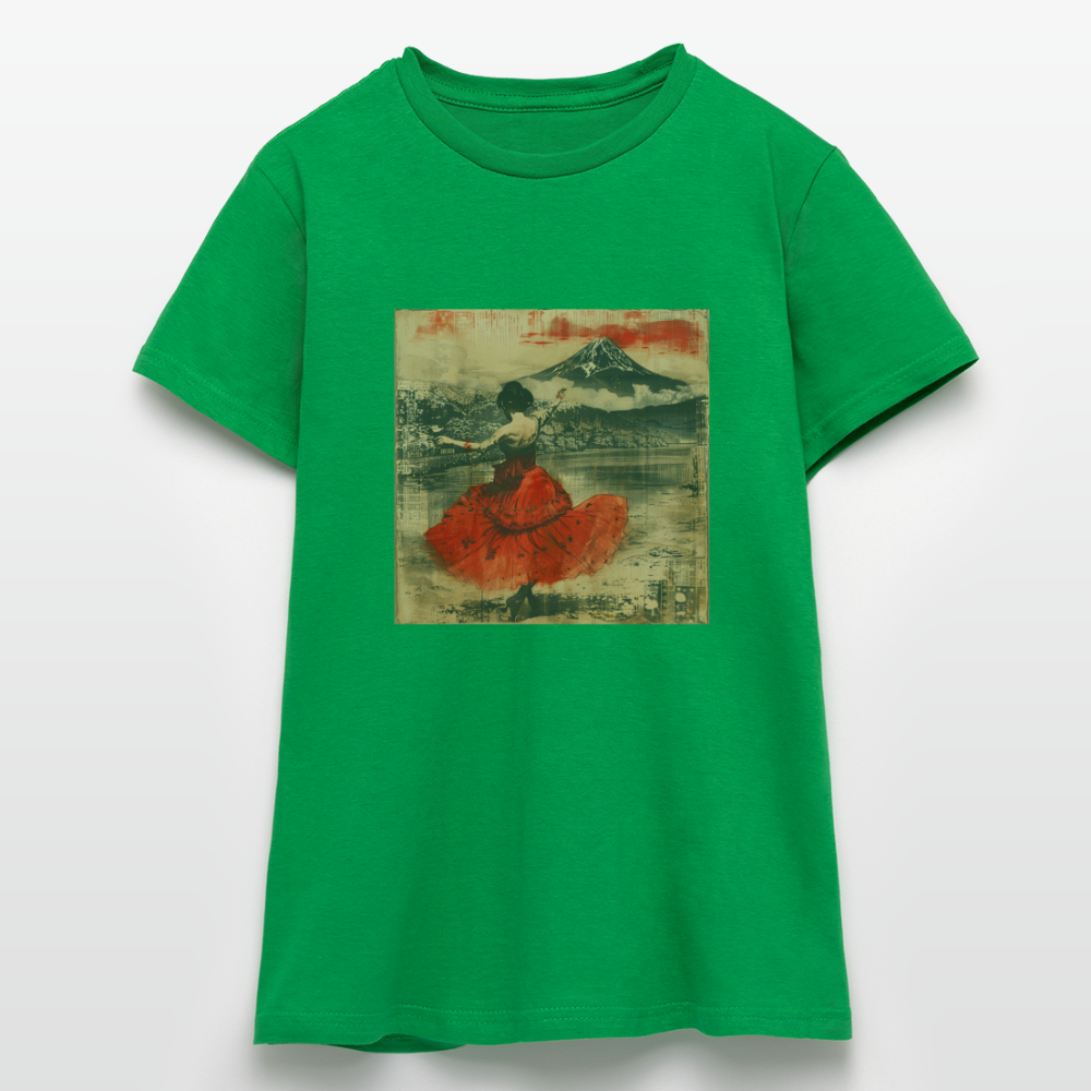 Flamenco i Solens Land, T-shirt dam - kellygrön