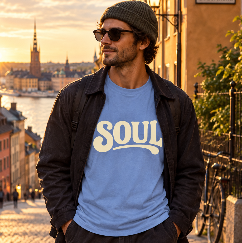All about soul T-shirt unisex  carolina blue, lifestyle med man - Acceso 