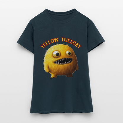 Yellow Tuesday – Funky, Not Blue, T-shirt dam - marinblå