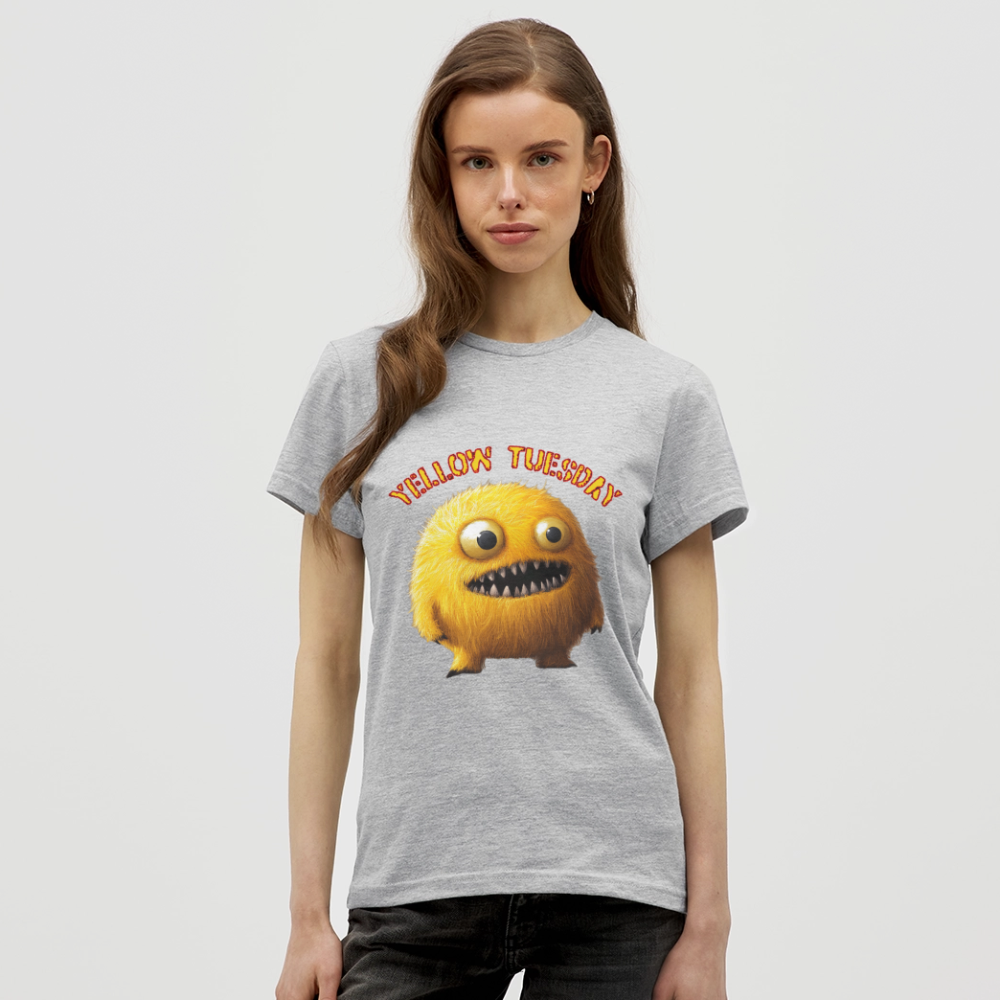 Yellow Tuesday – Funky, Not Blue, T-shirt dam - gråmelerad