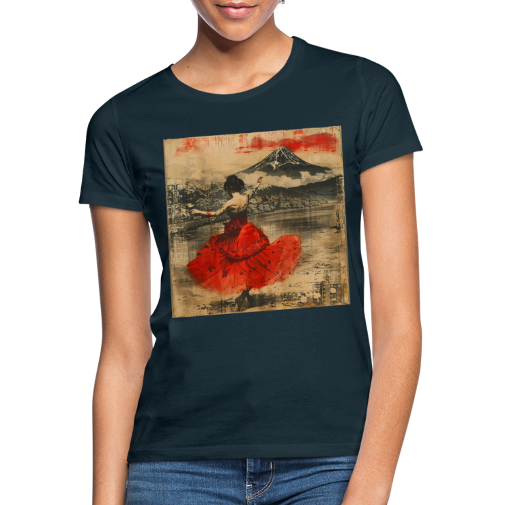 Flamenco i Solens Land, T-shirt dam - marinblå