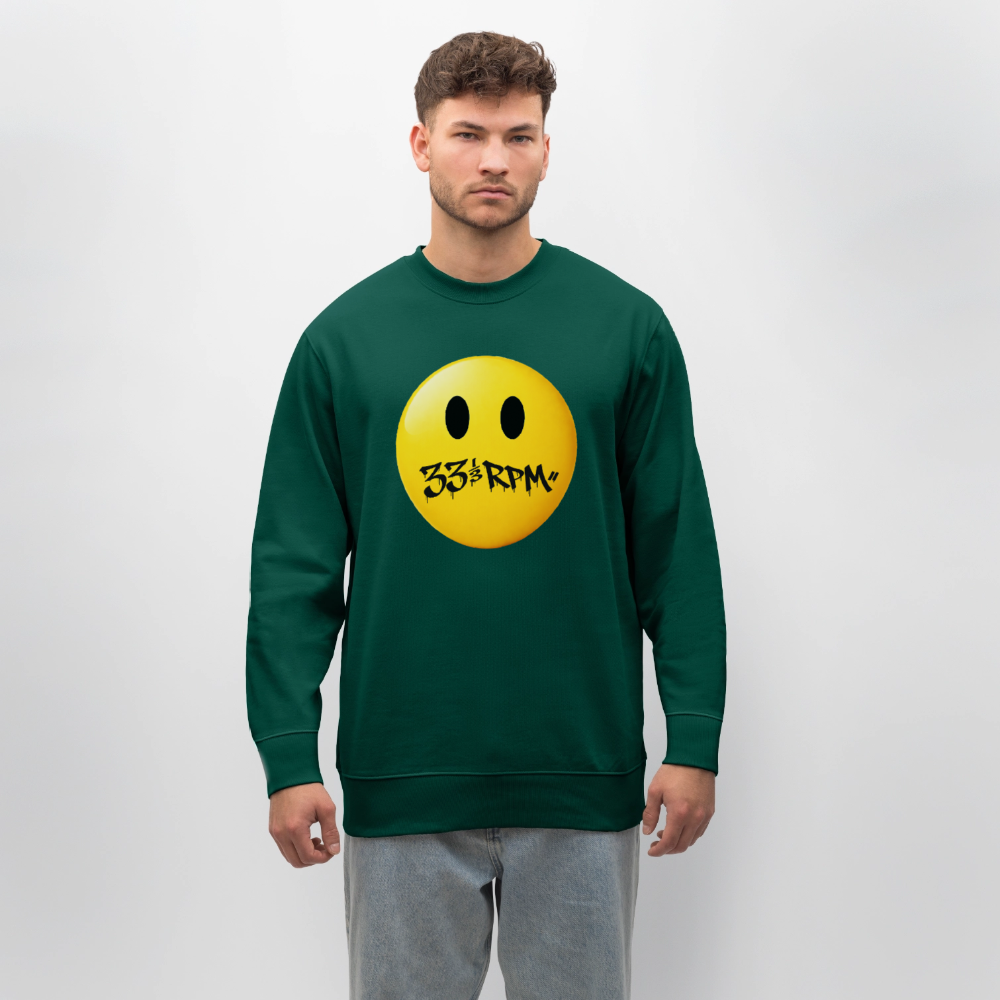 Turntable Grin, Ekologisk sweatshirt CHANGER unisex från Stanley/Stella - skogsgrön