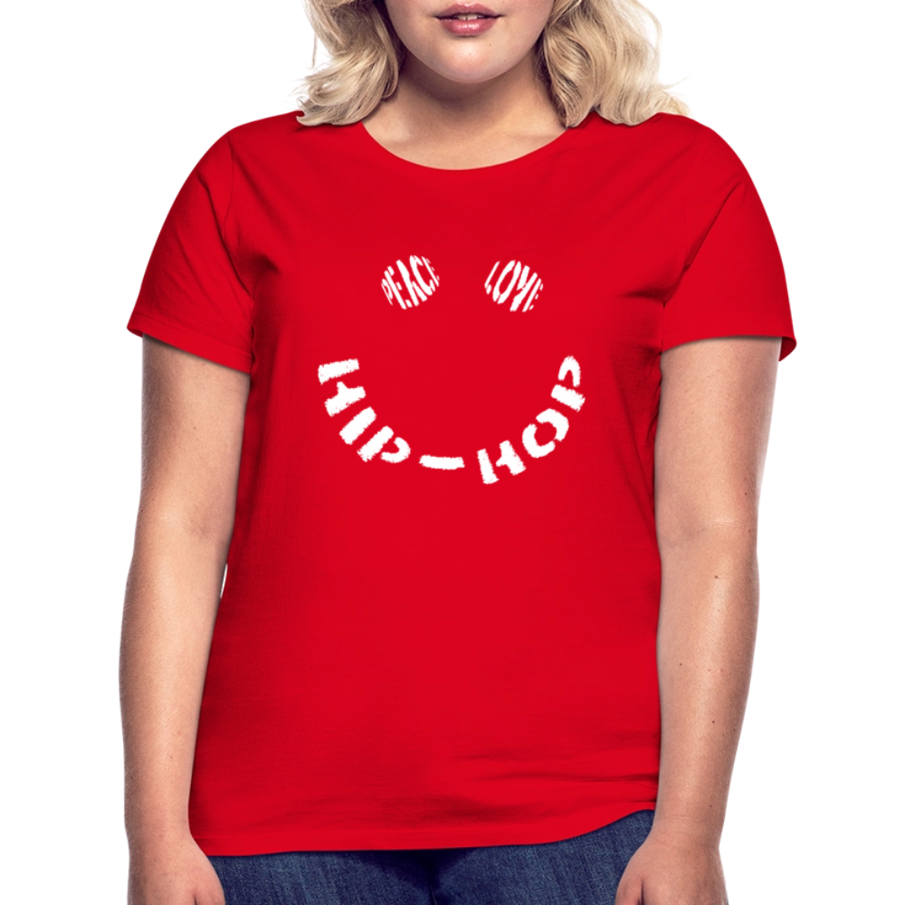 Peace, Love & Hip-Hop, T-shirt dam - röd