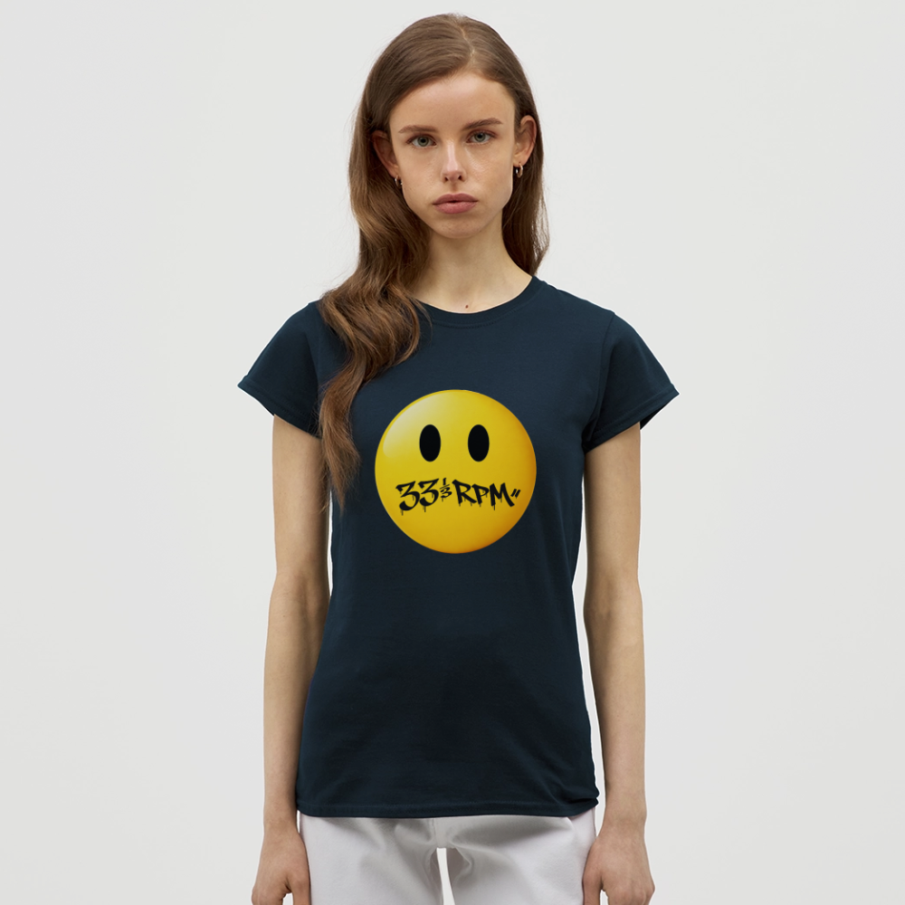 Turntable Grin, T-shirt dam - marinblå