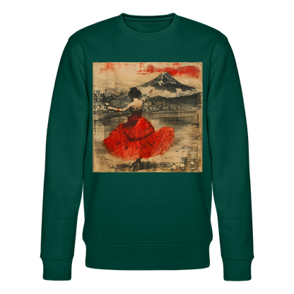 Flamenco i Solens Land, Ekologisk sweatshirt CHANGER unisex från Stanley/Stella - skogsgrön