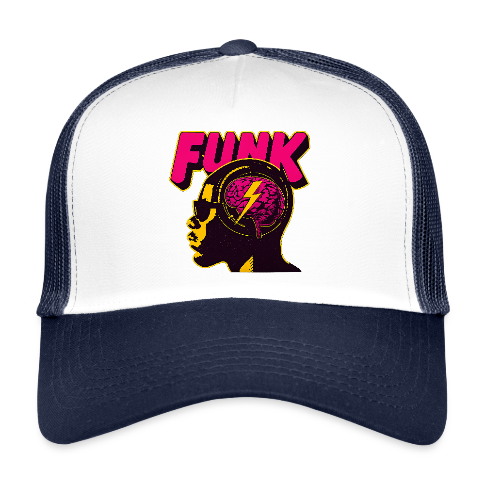 Funk Head, Trucker Cap - vit/marinblå