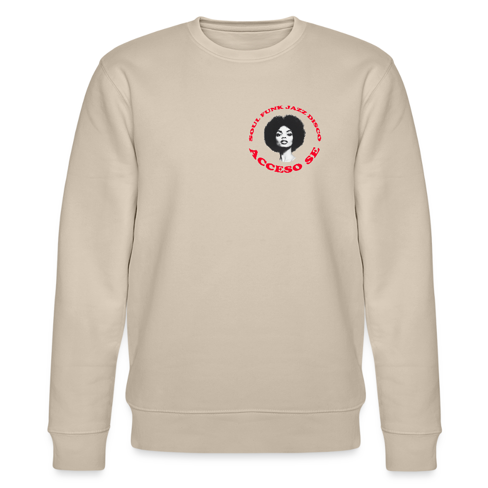 Where Music Lives – Powered by Acceso Family (small print), Ekologisk sweatshirt CHANGER unisex från Stanley/Stella - beige