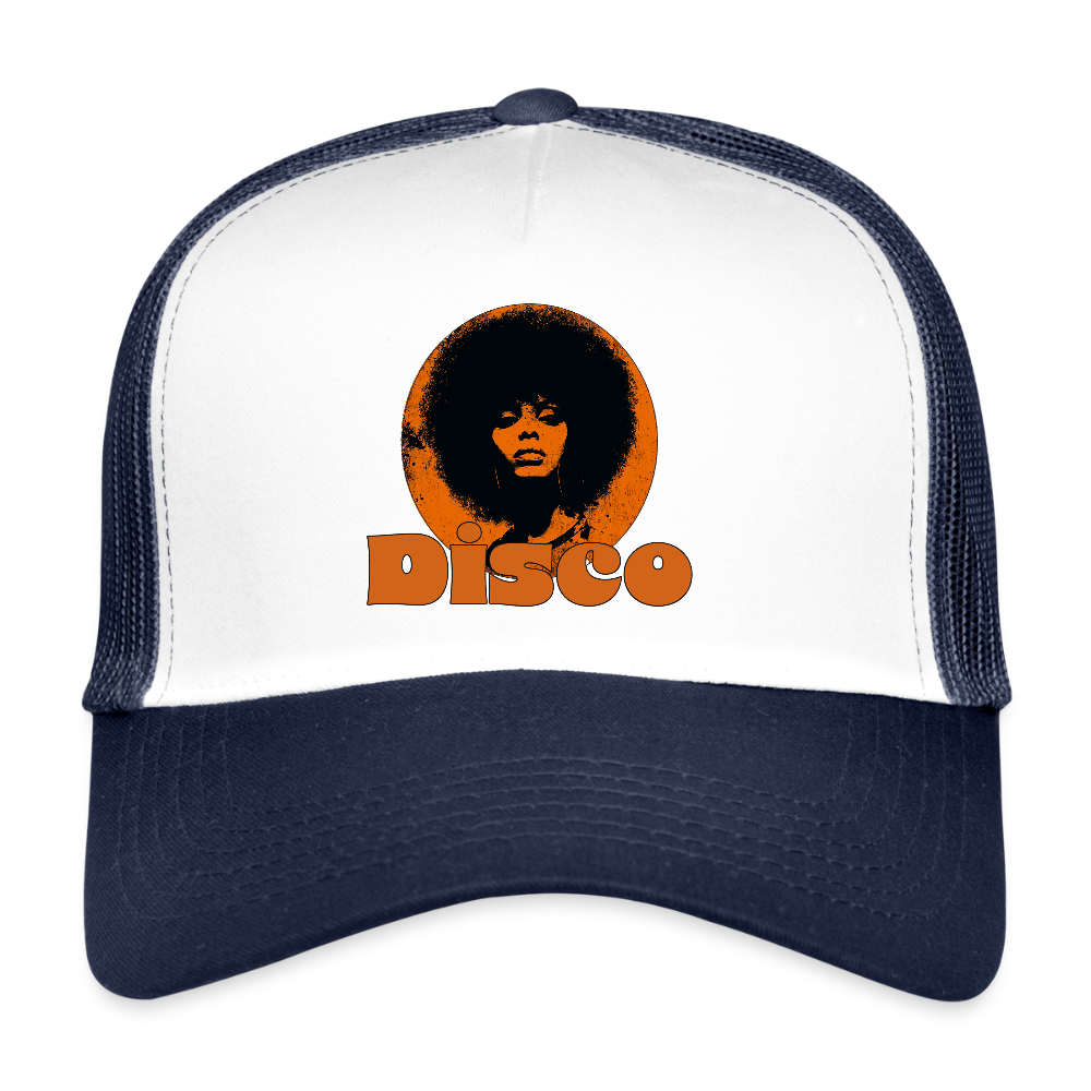 Disco Inferna, Trucker Cap - vit/marinblå