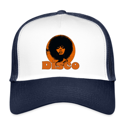 Disco Inferna, Trucker Cap - vit/marinblå