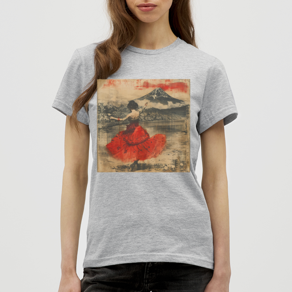 Flamenco i Solens Land, T-shirt dam - gråmelerad