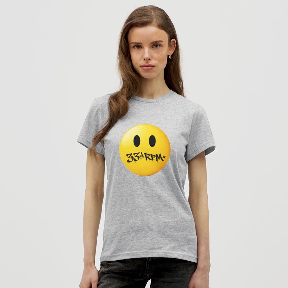 Turntable Grin, T-shirt dam - gråmelerad