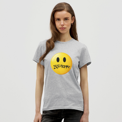 Turntable Grin, T-shirt dam - gråmelerad