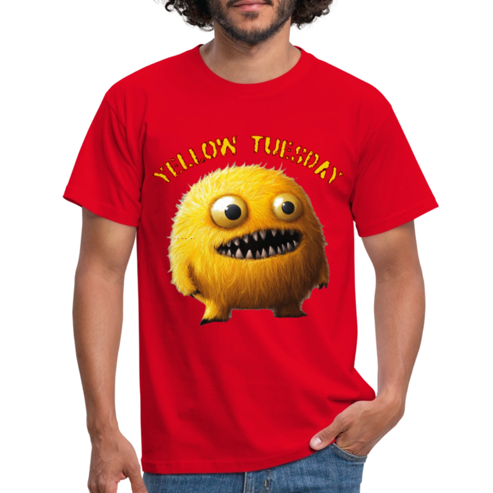 Yellow Tuesday – Funky, Not Blue, T-shirt herr - röd