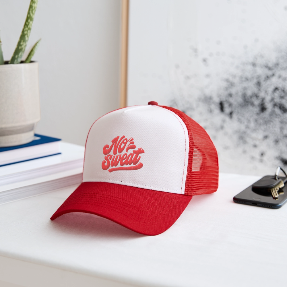 No Sweat, Trucker Cap - vit/röd