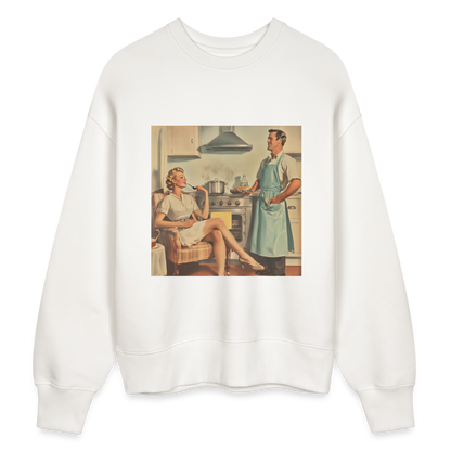 Äta bör man - annars dör man, Ekologisk oversizetröja RADDER unisex från Stanley/Stella - OFF WHITE