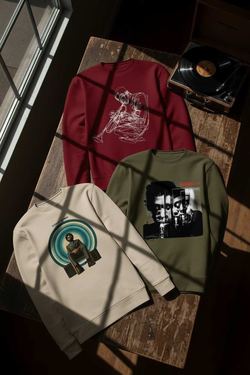 Flat lay med skivspelare – editorial