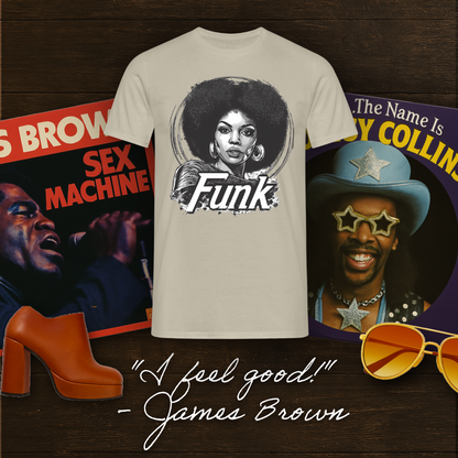 Funk Queen T-shirt unisex – livsstilsfoto med vintage funk-poster
