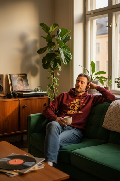 Golden Hour Vibes - Funky Soul Hoodie Bordeaux, James Brown