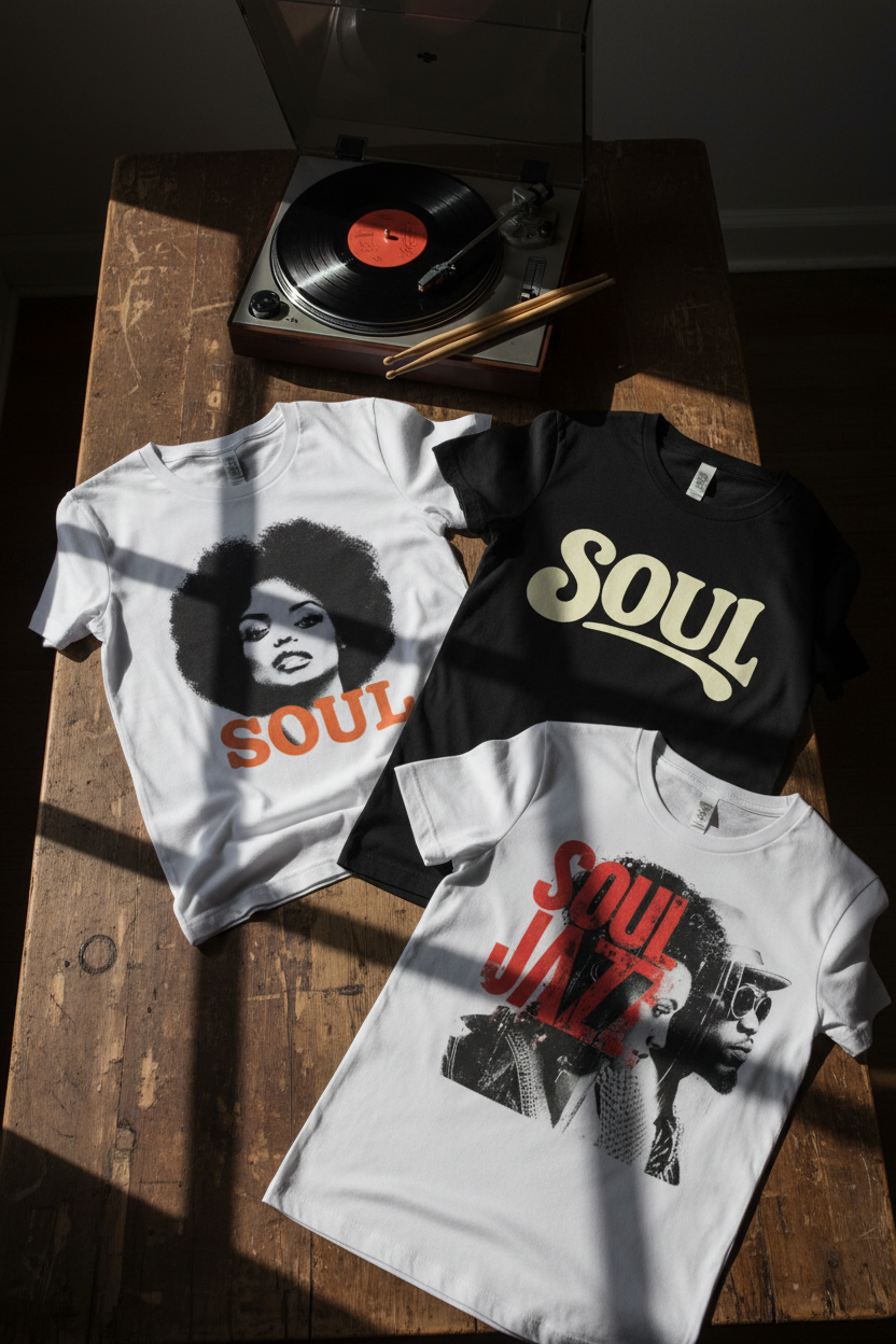 Soul PWR, All About Soul, Essence of Soul Jazz – editorial flatlay