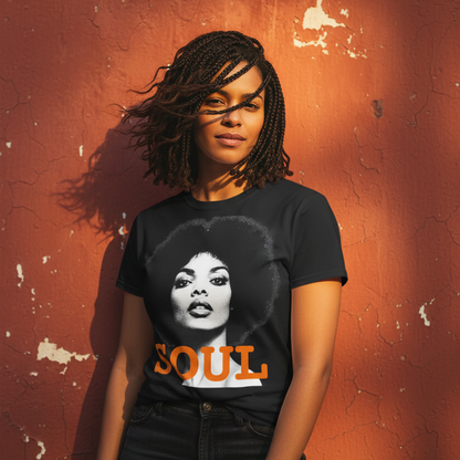 Soul PWR T-shirt unisex dam i svart – lifestyle med Soul-tryck och dramatisk belysning